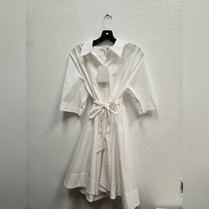 COS White Belted Short-Sleeved Midi Shirt Dress. Size 8